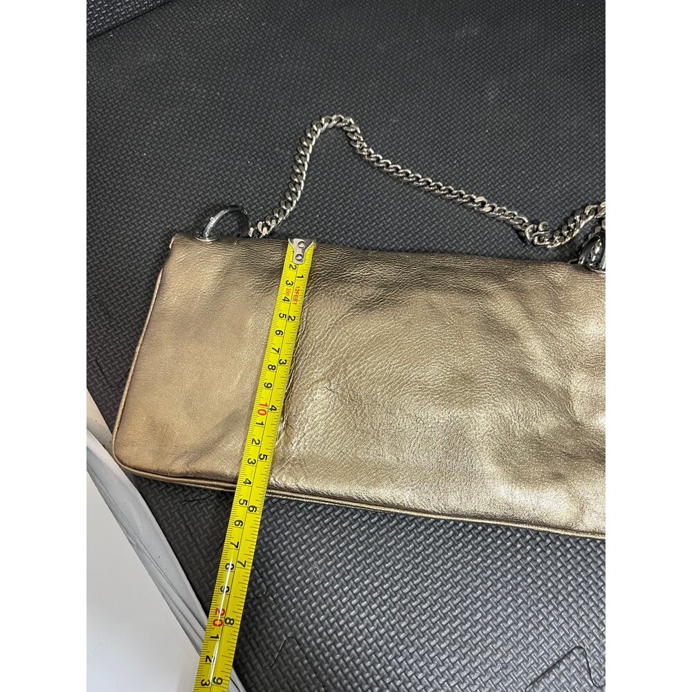 MICHAEL KORS VINTAGE Champagne color and metallic chain shoulder bag / clutch - Picture 7 of 12